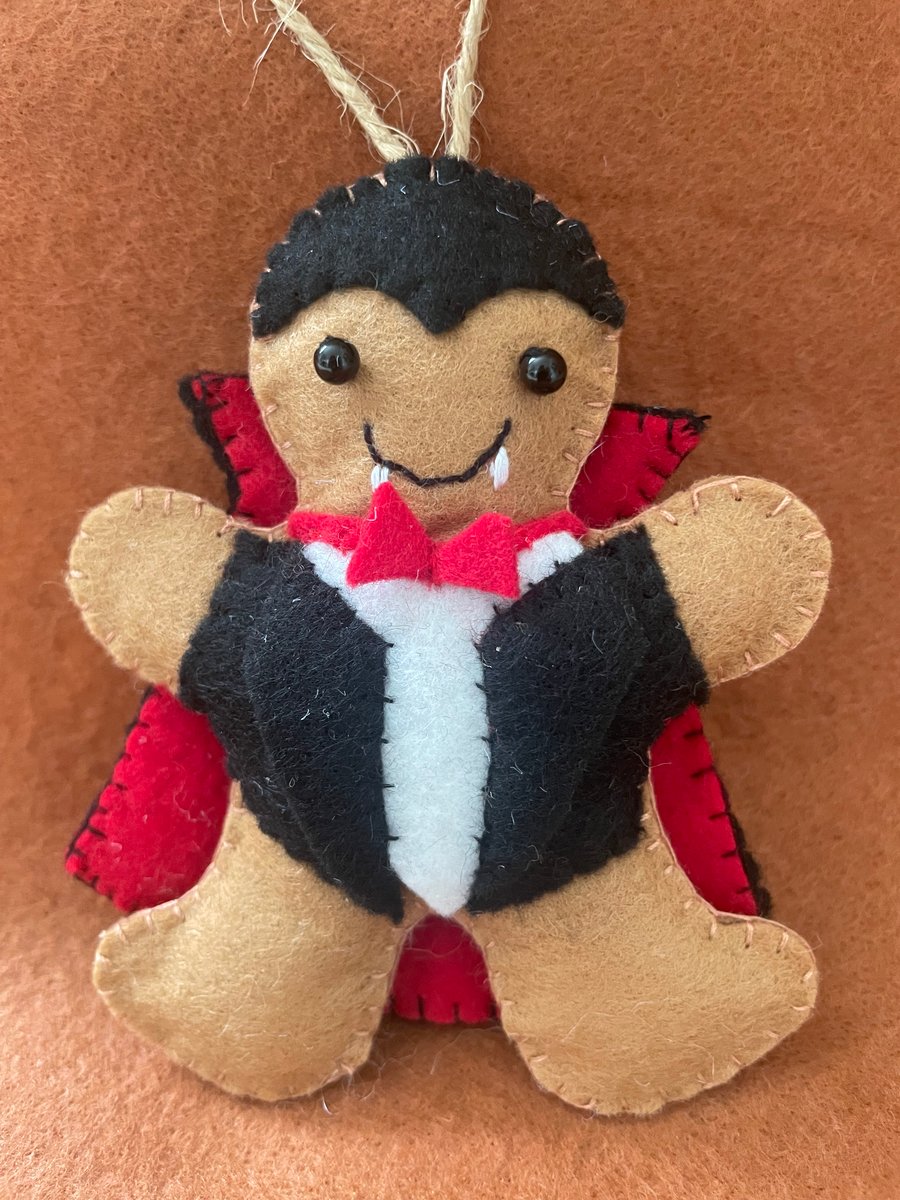 Felt Gingerbread Halloween Dracula hanging decoration 