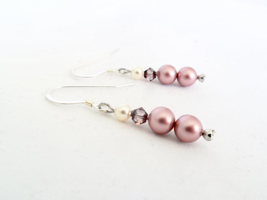 Pearl and crystal earrings