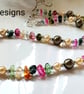 Multicoloured  Quartz Pebble & Shell Pearl Necklace Silver Plate - Image 4