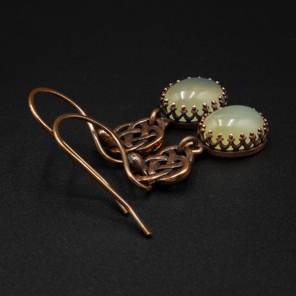 Jade and copper Celtic earrings,  Leo, Virgo, Taurus jewelry