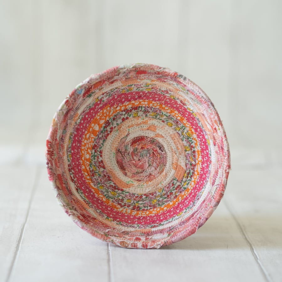 Coiled fabric bowl