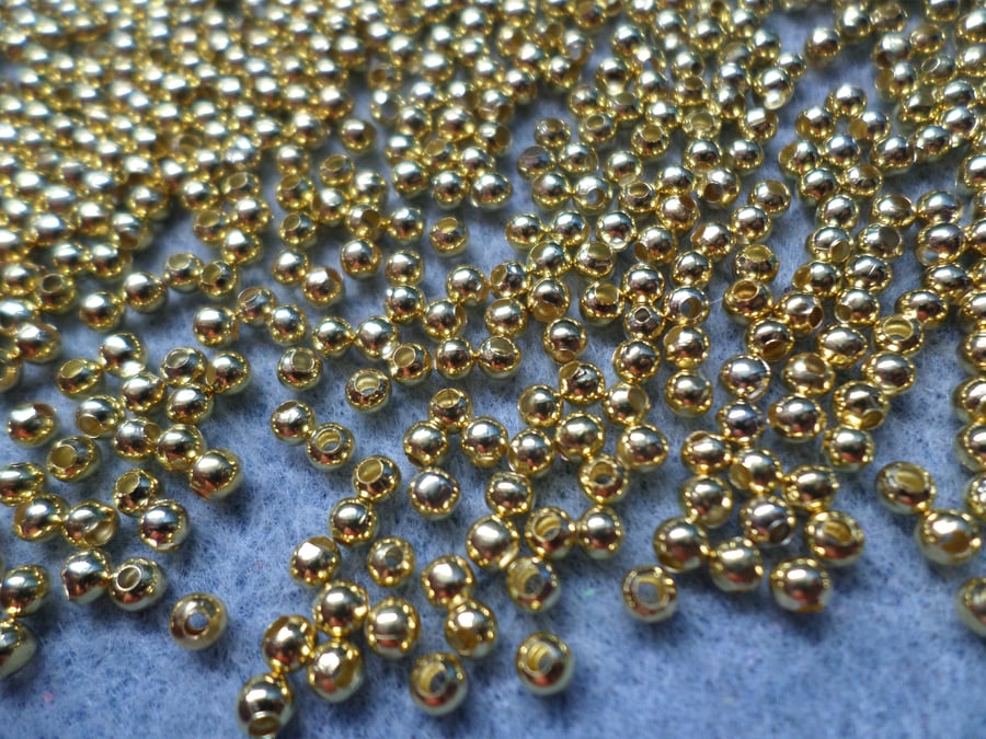 500 x Iron Spacer Beads - Round - 3mm - Gold 