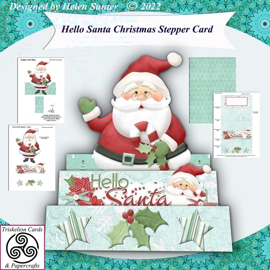 Printable Hello Santa Christmas Stepper Card Making Kit