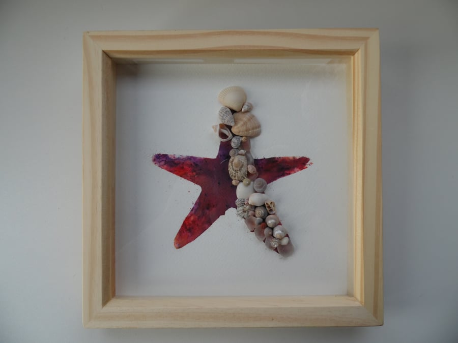 Purple Orange Tie-Dye Cornish Starfish Sea Glass, Sea Shell Picture P190
