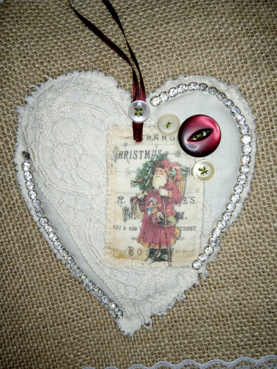 Christmas heart hanging decoration traditional Victorian