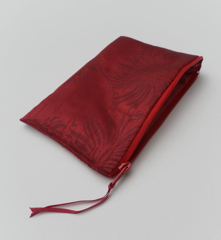 Deep Red Zipped Make Up Bag