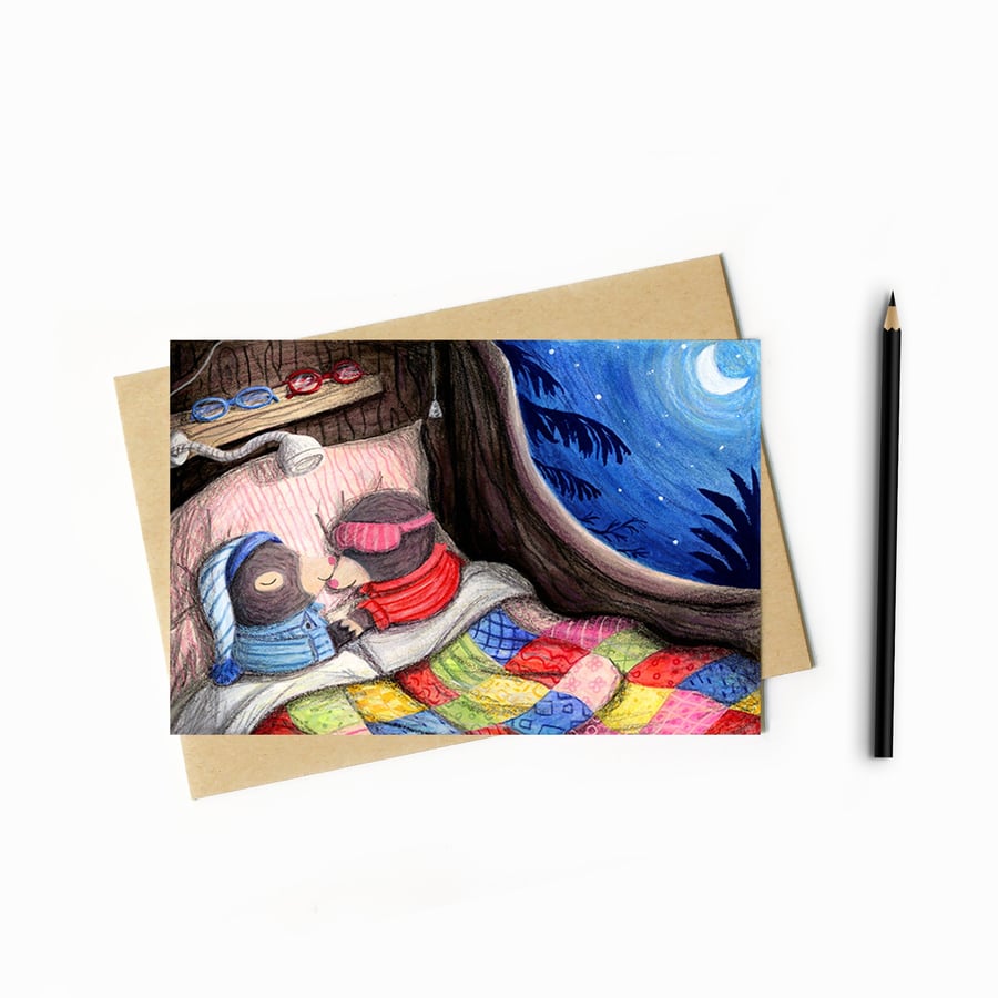 Mole couple Card - Blank Card - Greeting Card