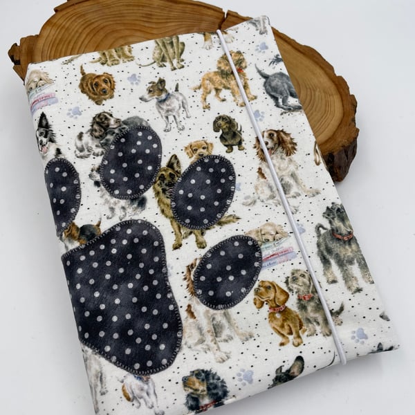 Appliqué paw print design A5 notebook cover & notebook