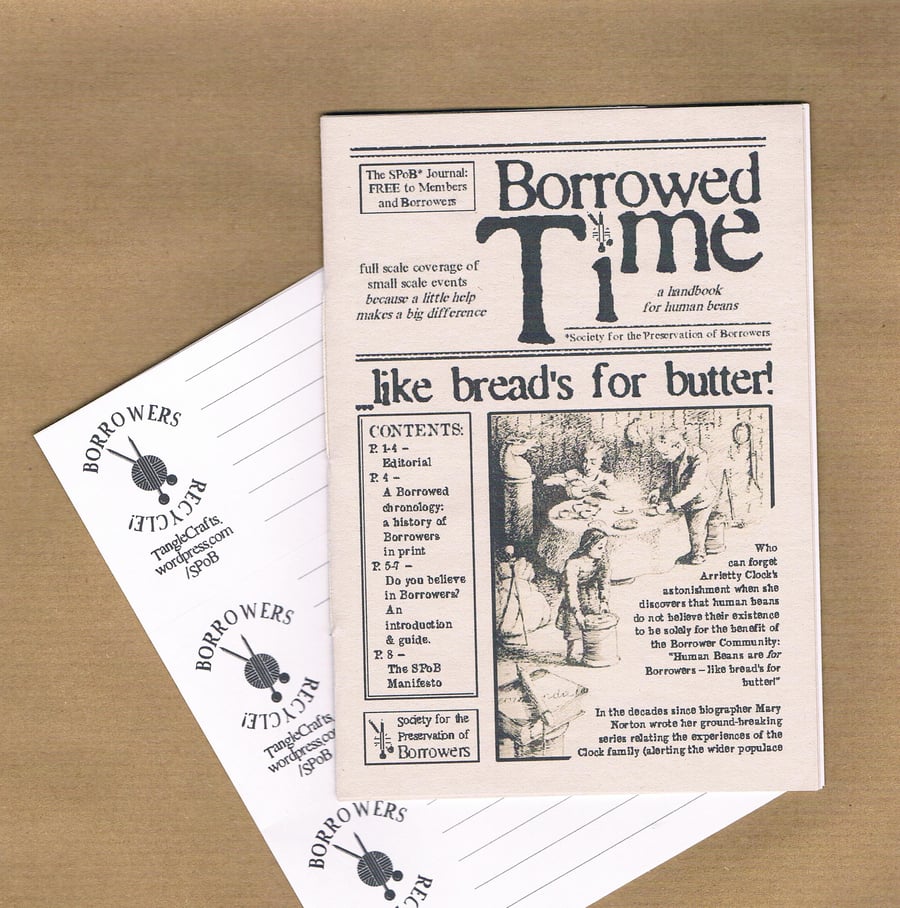 BORROWERS RECYCLE - Zine, mailing labels, re-use labels - postal upcycling kit