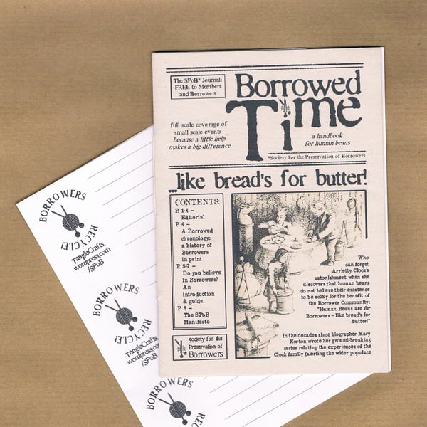 BORROWERS RECYCLE - Zine, mailing labels, re-use labels - postal upcycling kit
