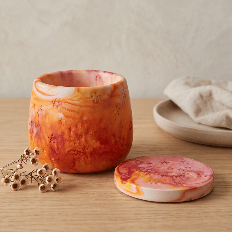 Orange, Pink, Yellow and Red Marbled Jewellery Box, Stars and Constellations