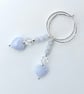 Blue Lace Agate Heart Earrings With Swarovski Crystal, Birthday Gifts For Her - Image 4