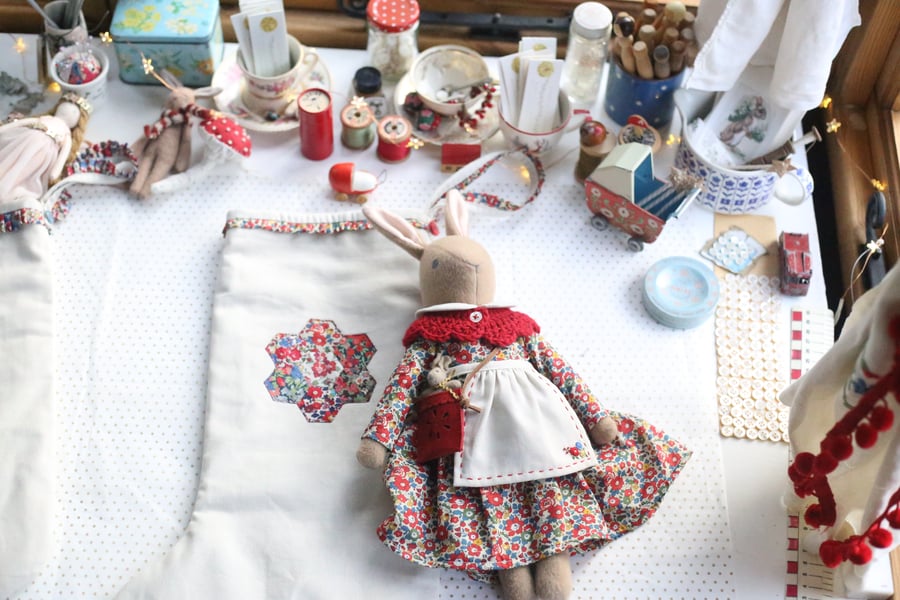 Reserved listing for Marylene - Christmas bunny and Stocking set