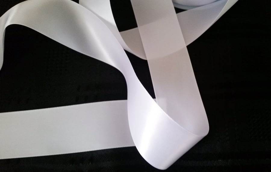 White satin ribbon 38mm wide x 2 metres 