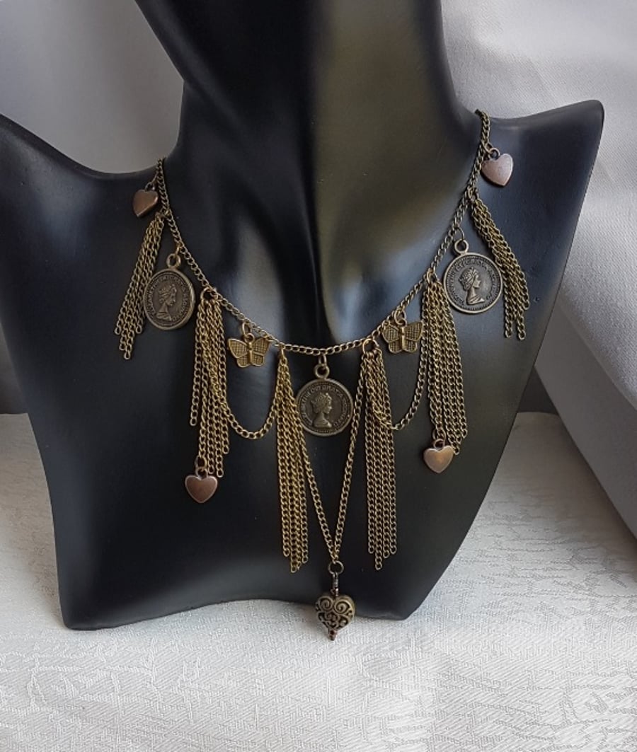 Beautiful Boho-style Lucky Pennies Necklace