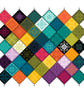 042J - Quaker Sampler - Coloured tiled patchwork squares on white - CS Pattern - Image 1