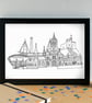 Cardiff Skyline Art Print - Image 2