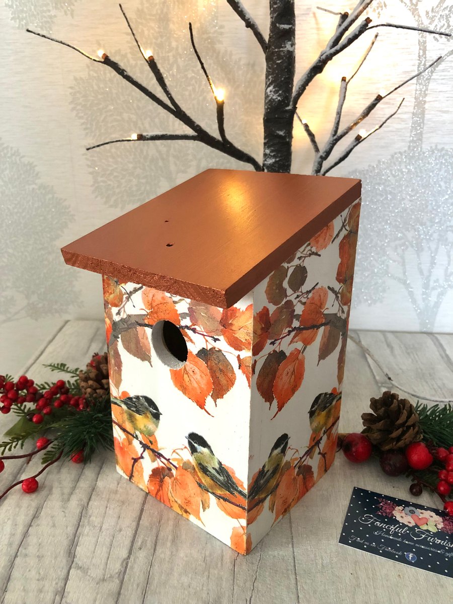 Decoupaged bird box, nesting box  - toadstool design - Quirky