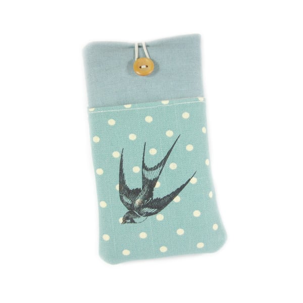 Phone Case, iPhone Cover, Mobile Phone Sleeve, Blue, Swallow, Bird Print