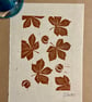 Perfectly imperfect Horse Chestnut Leaf Linoprint: Hand-Burnished  Wall Art