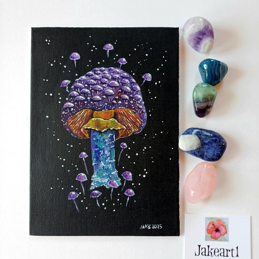 Mushroom magic colourful original art