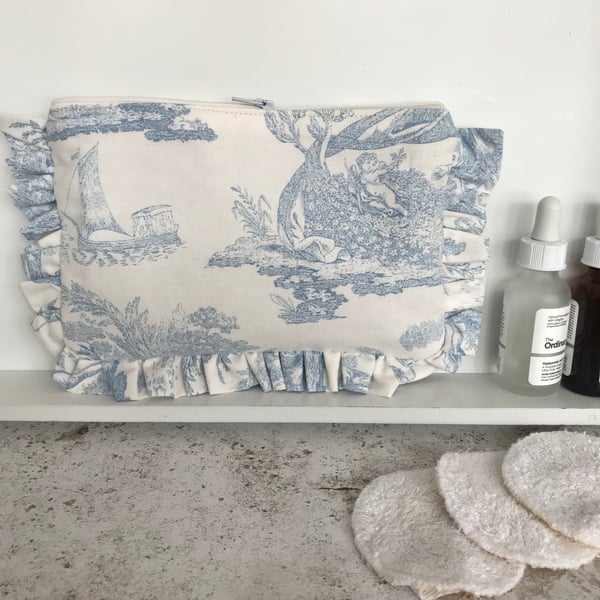 Blue - Handmade Cotton Toiletry Pouch 08