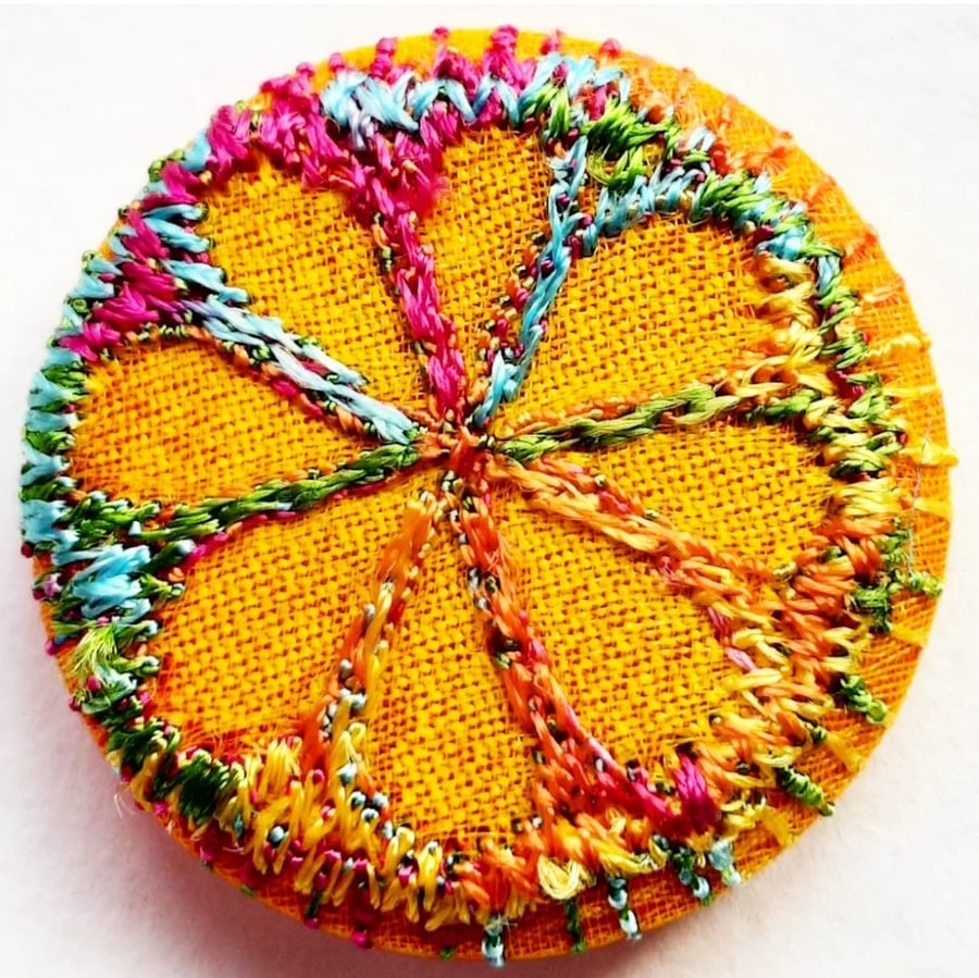 Buttons 1 inch button Hand Dyed Silks and Cottons Free Machine Embroidery Button