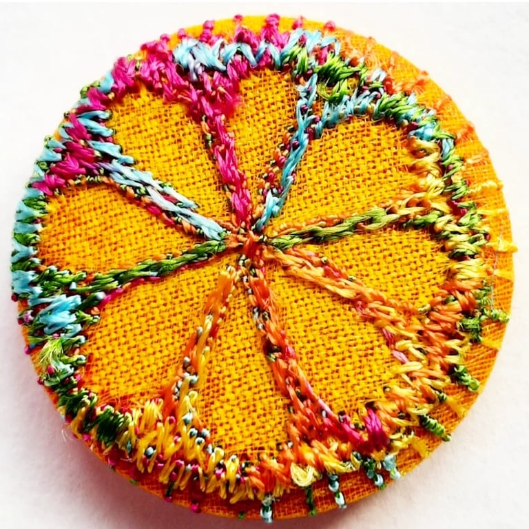 Buttons 1 inch button Hand Dyed Silks and Cottons Free Machine Embroidery Button