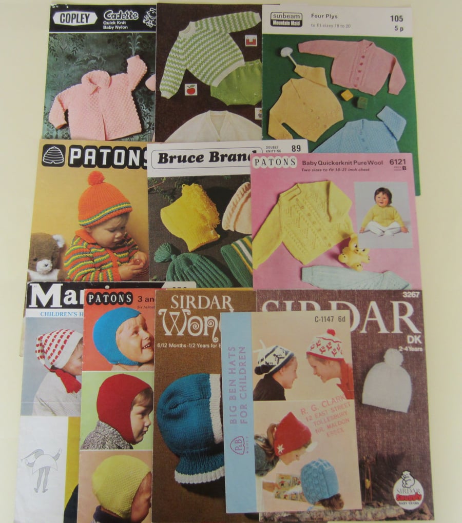 SALE Lot of 11 Vintage Knitting Patterns for Babies and Children % to Ukraine