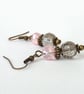 Crystal and bronze earrings, vintage style - Image 2