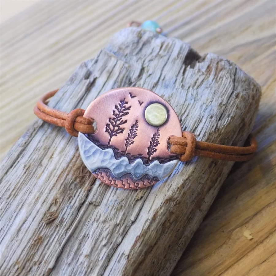 Copper and silver 'winter sun' mixed metal bracelet (round)