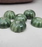 6 Small Forest Green Half-round Ceramic Flower Beads - Image 3