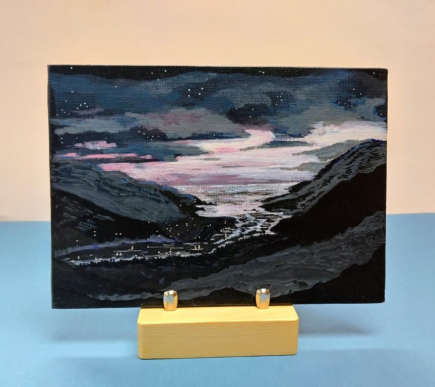 Dusk - An original painting supplied with a wooden stand