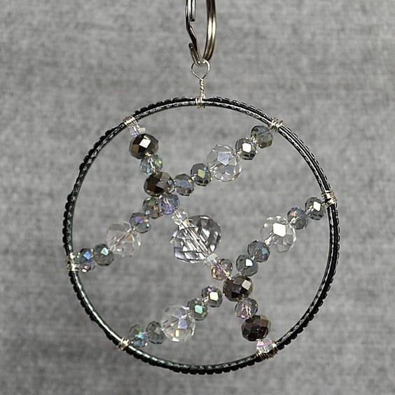 Black & Silver Upcycled Bangle Window Decoration-Suncatcher with Grey and Silver