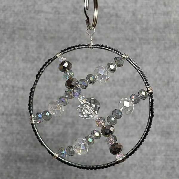 Black & Silver Upcycled Bangle Window Decoration-Suncatcher with Grey and Silver