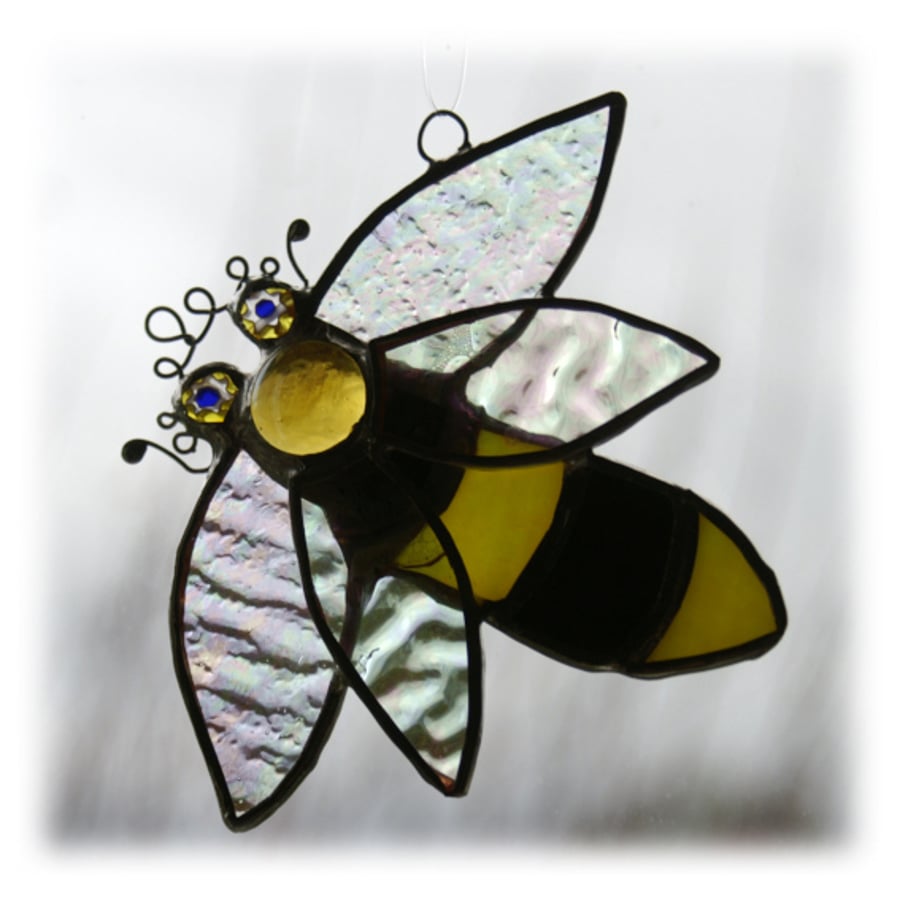 Bee Suncatcher Stained Glass Handmade  Honey