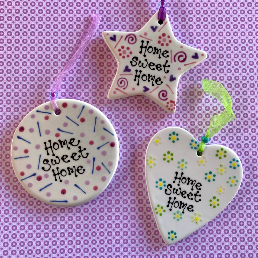 Seconds Sunday SALE 'Home Sweet Home' Ceramic Hanger