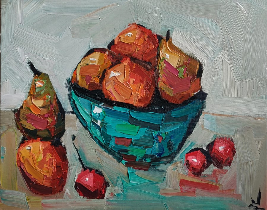 Impressionist Fruit Bowl Oil Painting