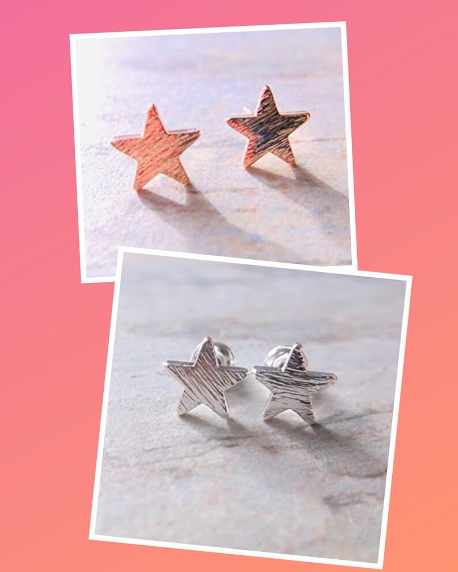 Two Pairs of Star Stud Earrings 