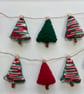 Festive Christmas tree knitted bunting (5 trees per set) - Image 3