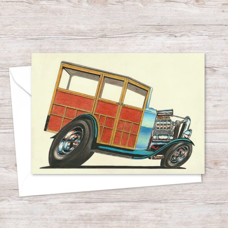Custom Car Greeting Card: Original Hand Drawn Illustration for Car Buffs (410)