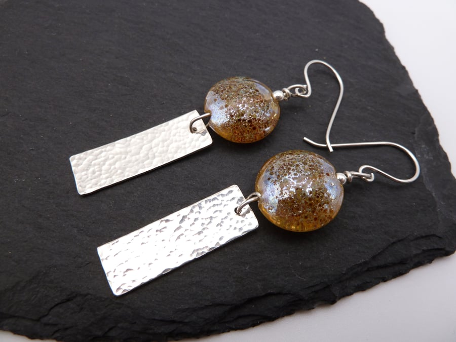 sterling silver earrings, lampwork glass jewellery