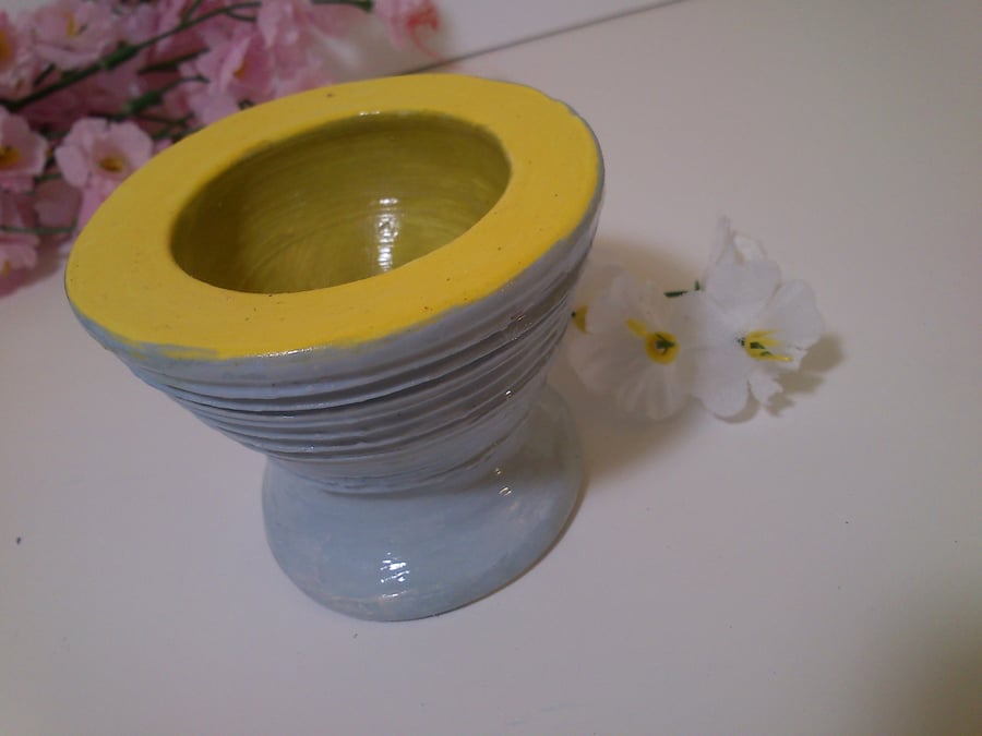 Blue and yelow egg cup