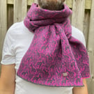 Merino lambswool long donkey scarf (magenta and charcoal)