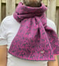 Merino lambswool long donkey scarf (magenta and charcoal)