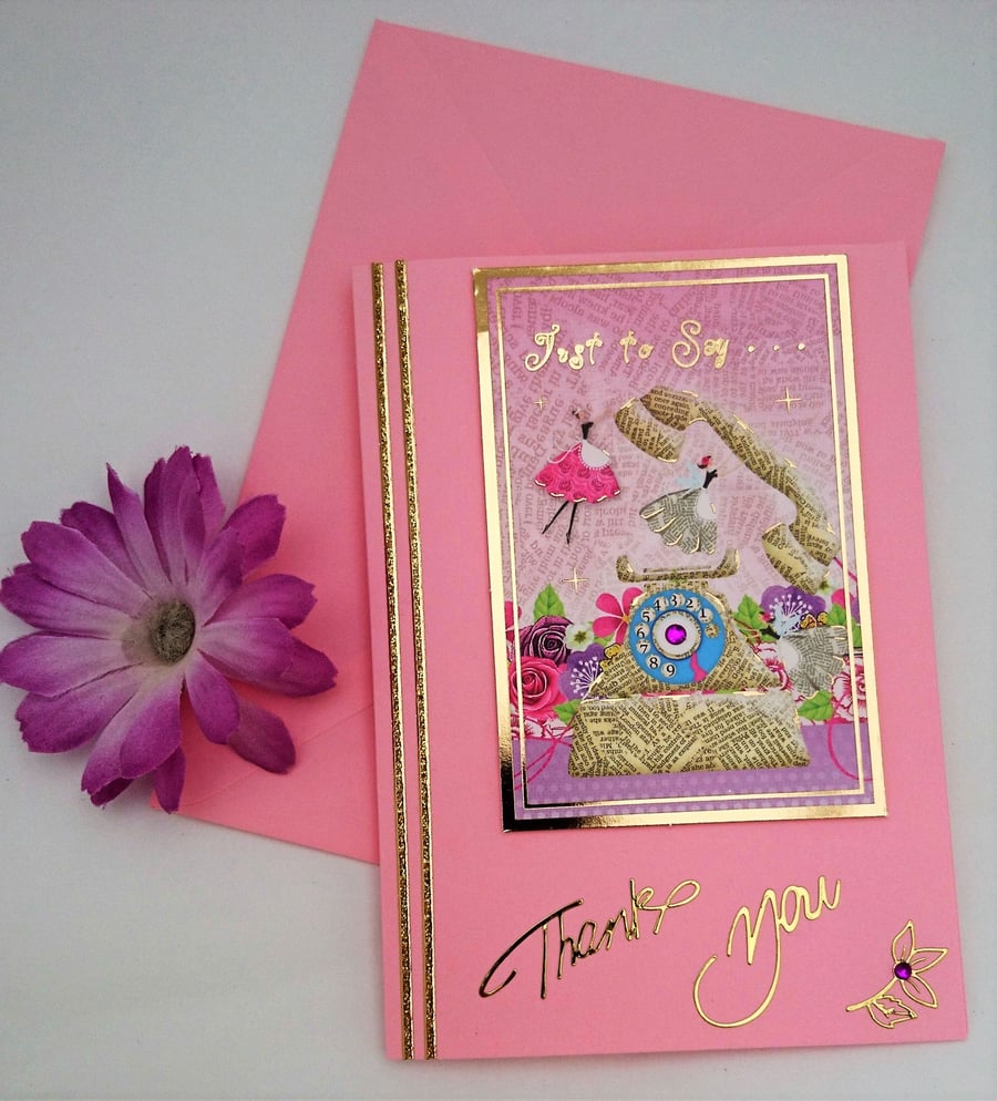 Thank You Card, Quirky Fairy "Just To Say Thank You" Card, Handmade in Scotland