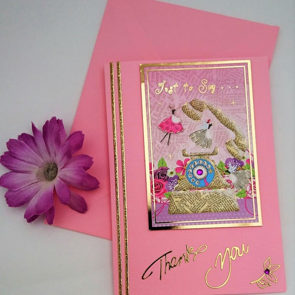 Thank You Card, Quirky Fairy "Just To Say Thank You" Card, Handmade in Scotland