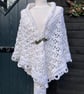 Off White Organic Wool Lace Handmade Triangle Shawl Wrap Scarf - Image 3