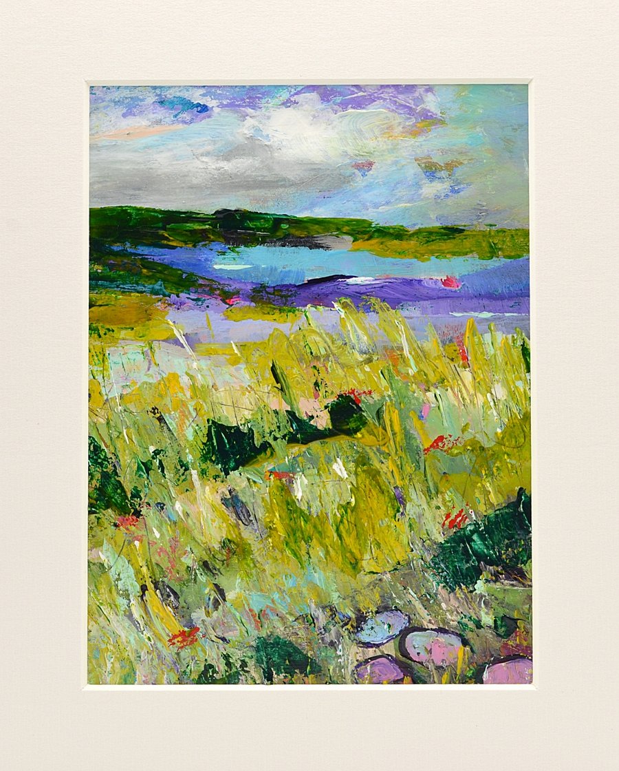 An Original Painting of a Scottish Coastline. 10 x 8 inches.