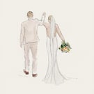 A5 Custom wedding illustration, faceless couple watercolour 